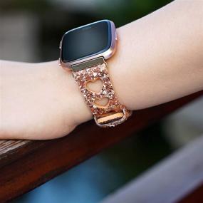 img 3 attached to Блестящий ремешок для Fitbit Versa/Versa Lite/Versa SE - Moonooda Bling, запасной браслет для женщин и мужчин, сверкающий ремешок для умных часов Versa.