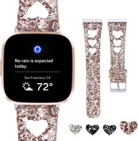 img 4 attached to Блестящий ремешок для Fitbit Versa/Versa Lite/Versa SE - Moonooda Bling, запасной браслет для женщин и мужчин, сверкающий ремешок для умных часов Versa.