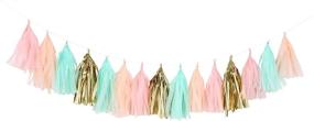 img 1 attached to 🎀 Pastel Peach Pink Mint Green Tassel Garland - Baby Shower Decoration, First Birthday Party, Shabby Chic Wedding Photo Backdrop - Fonder Mols Tissue Paper Tassels A28