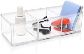 img 1 attached to 🗄️ Isaac Jacobs Clear Acrylic 3 Section Organizer: Ultimate Storage Solution for Office, Bathroom, Kitchen, Supplies, and More