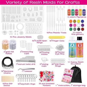 img 2 attached to Complete Resin Molds Kit for Jewelry Making: 270 Pcs Epoxy Resin Supplies with Silicone Molds, Flowers, Glitters, Pigments, Gold Foil Flakes, Tools for DIY Art Crafts