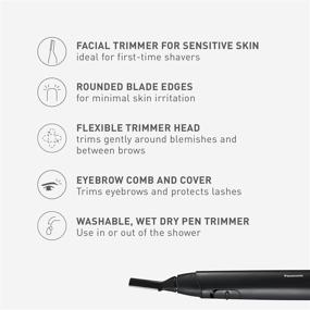 img 3 attached to 🪒 Panasonic ER-GM40-K Facial Hair Trimmer for Sensitive Skin - Unisex Detailer with Flexible Head, Gentle on Acne - Includes 2 Eyebrow Attachments - Wet/Dry - Black