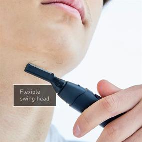 img 2 attached to 🪒 Panasonic ER-GM40-K Facial Hair Trimmer for Sensitive Skin - Unisex Detailer with Flexible Head, Gentle on Acne - Includes 2 Eyebrow Attachments - Wet/Dry - Black