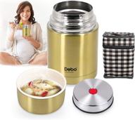 🍲 debo thermos: stainless steel bpa-free soup thermos with folding spoon & carrying bag - super portable & insulated food jar for 24 hours hot food storage - 26 ounce логотип