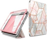 📱 i-blason cosmo case for ipad air 4 10.9" (2020) - marble full-body trifold with screen protector, auto sleep/wake, pencil holder logo