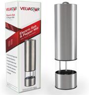 🌶️ velvastar electric pepper grinder & salt grinder - battery operated automatic spice mill with adjustable ceramic grinder and built-in light logo