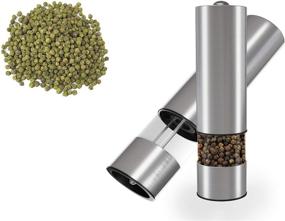 img 3 attached to 🌶️ Velvastar Electric Pepper Grinder & Salt Grinder - Battery Operated Automatic Spice Mill with Adjustable Ceramic Grinder and Built-in Light