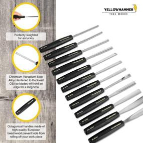 img 1 attached to 🔪 Enhance Your Carving Skills with Yellowhammer's 12-Piece Wood Carving Tool Set - Ideal for Beginners, Hobbyists, and Professionals! Featuring Beech Handles, Alloy Chromium Vanadium Steel Blades, and an Attractive Case!