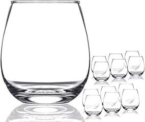 img 2 attached to 🍷 Chef's Star Elegant Stemless Wine Glasses for Red or White Wine Heavy Base Ideal For Cocktails & Scotch Perfect For Homes & Bars 15 oz, Set of 12