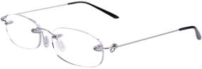 img 3 attached to 👓 VISENG 2 Pairs Unisex Super Lightweight Rimless Quality Readers Ultra Thin Frameless Reading Glasses +1.0 Power