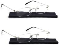 👓 viseng 2 pairs unisex super lightweight rimless quality readers ultra thin frameless reading glasses +1.0 power logo