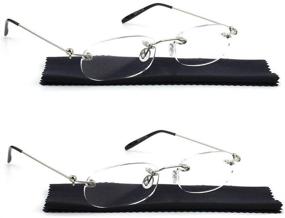 img 4 attached to 👓 VISENG 2 Pairs Unisex Super Lightweight Rimless Quality Readers Ultra Thin Frameless Reading Glasses +1.0 Power