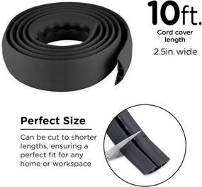 img 3 attached to Cordinate Floor Cord Cover: 10 Ft Rubber Protector for Cable Safety, Low Profile Design, Black - 49628