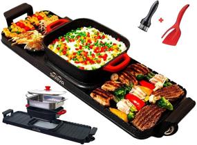 img 4 attached to 🔥 SKAIVA Electric Smokeless Grill and Hot Pot 3-in-1 with Steamer | Detachable Shabu Shabu Hotpot Electric | Indoor BBQ Grill for Korean BBQ | Non-Stick KBBQ Hotpot Grill Combo