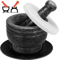 🌿 tera mortar and pestle set: polished granite with lid, double ended, 2 cup-capacity - natural grinding tool for herbs, spices, and guacamole making logo