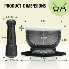 img 1 attached to 🌿 Tera Mortar and Pestle Set: Polished Granite with Lid, Double Ended, 2 Cup-Capacity - Natural Grinding Tool for Herbs, Spices, and Guacamole Making