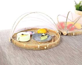 img 1 attached to 🍽️ Bamboo Food Serving Basket: Keep Your Meals Dustproof and Bug Proof!