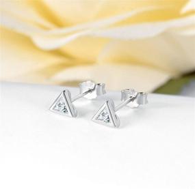 img 1 attached to 🌟 Hypoallergenic Sterling Geometric Earrings - Stylish Cartilage Jewelry for Girls