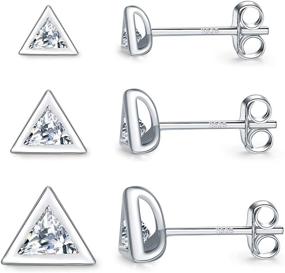 img 4 attached to 🌟 Hypoallergenic Sterling Geometric Earrings - Stylish Cartilage Jewelry for Girls