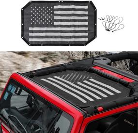 img 3 attached to Black US Flag Sun Shade Top Cover for Jeep Wrangler 2007-2017 JK JKU 2 Door - Durable Polyester Mesh Sunshade for Improved Sun Protection - RT-TCZ