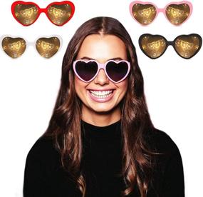 img 2 attached to 🌈 Heart Diffraction Glasses for Girls/Women: Transforming Lights into Heart-shaped Delights (Colorful A)"