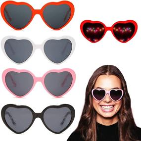 img 4 attached to 🌈 Heart Diffraction Glasses for Girls/Women: Transforming Lights into Heart-shaped Delights (Colorful A)"