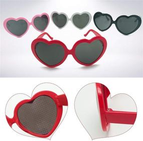 img 1 attached to 🌈 Heart Diffraction Glasses for Girls/Women: Transforming Lights into Heart-shaped Delights (Colorful A)"