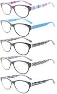 👓 eyekepper 5-pack stylish cat-eye reading glasses for women with pattern design reader eyeglasses +2.00 magnification logo