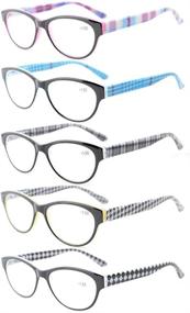 img 4 attached to 👓 Eyekepper 5-Pack Stylish Cat-Eye Reading Glasses for Women with Pattern Design Reader Eyeglasses +2.00 Magnification