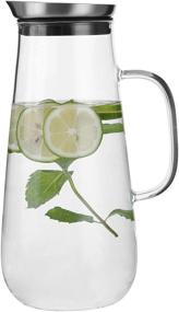 img 4 attached to Emica 50oz/1500ml Glass Pitcher: Premium Borosilicate Carafe with Handle, Silicone 🥛 Filter Lid - Ideal for Homemade Beverages, Wine, Coffee, Milk, and Iced Tea