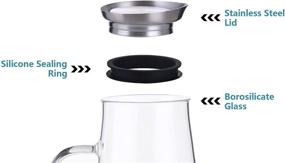 img 2 attached to Emica 50oz/1500ml Glass Pitcher: Premium Borosilicate Carafe with Handle, Silicone 🥛 Filter Lid - Ideal for Homemade Beverages, Wine, Coffee, Milk, and Iced Tea