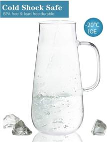 img 1 attached to Emica 50oz/1500ml Glass Pitcher: Premium Borosilicate Carafe with Handle, Silicone 🥛 Filter Lid - Ideal for Homemade Beverages, Wine, Coffee, Milk, and Iced Tea