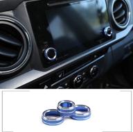 tongsheng 3 pcs car aluminum alloy rear view mirror adjustment and volume knob cover trim for toyota tacoma 2015 2016 2017 2018 2019 (blue logo