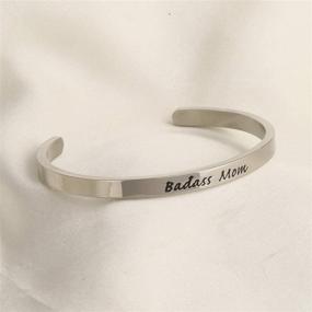 img 3 attached to 👩 LQRI Step Mom Badass Mom Cuff Bracelet - New Mom Jewelry for Step Mom - Step Daughter Step Son Gift