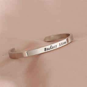 img 2 attached to 👩 LQRI Step Mom Badass Mom Cuff Bracelet - New Mom Jewelry for Step Mom - Step Daughter Step Son Gift