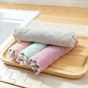 img 1 attached to 🧽 Super Absorbent Microfiber Kitchen Dish Towels: Ideal Cleaning Cloth for Glass, Kitchens, Bathrooms, Cars - 10 Pack (Purple, Coral, & Green) - 9.5" x 5
