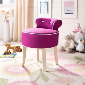 img 3 attached to 💄 Safavieh Home Collection Georgia Fuchsia and Cream Petite Vanity Stool - Elegant and Chic Accent Seating for Your Dressing Area