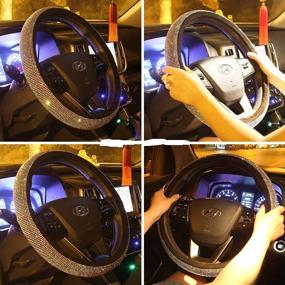 img 1 attached to Bling Colorful Full Diamond Car Steering Wheel Cover Ordinary Crystal Flash Hot Drill Non-Slip Steering Wheel Cover (Gold)