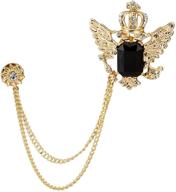 👑 golden crown knighthood brooch with wing, black stone, and sunshine hanging chain - enhance seo logo