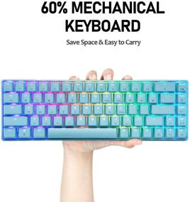 img 1 attached to Ultimate Gaming Bundle: 60% Mechanical Keyboard with Blue Switch, Mini 68 Keys, Type C, Chroma RGB, 18 Backlit Effects + Lightweight 6400DPI Honeycomb Optical Gaming Mouse & Pad (Blue) for Gamers and Typists