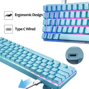 img 2 attached to Ultimate Gaming Bundle: 60% Mechanical Keyboard with Blue Switch, Mini 68 Keys, Type C, Chroma RGB, 18 Backlit Effects + Lightweight 6400DPI Honeycomb Optical Gaming Mouse & Pad (Blue) for Gamers and Typists