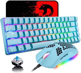 img 4 attached to Ultimate Gaming Bundle: 60% Mechanical Keyboard with Blue Switch, Mini 68 Keys, Type C, Chroma RGB, 18 Backlit Effects + Lightweight 6400DPI Honeycomb Optical Gaming Mouse & Pad (Blue) for Gamers and Typists