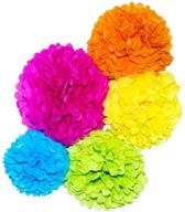 🎉 versatile paper pom poms set - 15 pcs of 10, 12, 14 inch - stunning paper flowers for weddings, birthdays, and outdoor decor logo