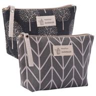 kimoli 2 pcs womens and girls stylish canvas makeup bag - spacious cosmetic bag pouch with zipper (style-5) logo