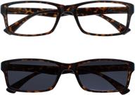 🕶️ brun tortoiseshell reading glasses with built-in sun readers - value twin pack for men and women - uv400 protection - rs92-2 +1.00 magnification logo