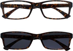 img 4 attached to 🕶️ Brun Tortoiseshell Reading Glasses with Built-in Sun Readers - Value Twin Pack for Men and Women - UV400 Protection - RS92-2 +1.00 Magnification