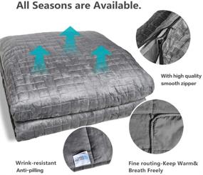 img 2 attached to 🛌 RAY-SKY HOME Adult Weighted Blanket, Cooling Heavy Blanket for Adults 140-180 lbs with Removable Cover and Glass Beads - 15 lbs, Twin Size (48x72), Grey