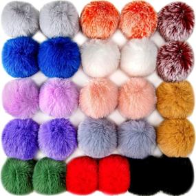 img 4 attached to 🎨 BQTQ 26 штук Пушистые помпоны: набор из искусственного меха кролика в 13 ярких цветах с эластичными петлями - идеально подходят для шапок, брелоков, шарфов, перчаток, сумок и многого другого!