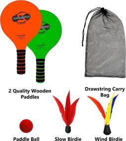 img 2 attached to 🏖️ Funsparks Jazzminton Beach Paddle Ball Game - Fun for Family and Friends! Includes 2 Paddles, 2 Birdies, 1 Ball, Carry Bag, and Wind Birdie for Windy Days - All Ages Racquet Game