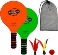 🏖️ funsparks jazzminton beach paddle ball game - fun for family and friends! includes 2 paddles, 2 birdies, 1 ball, carry bag, and wind birdie for windy days - all ages racquet game logo